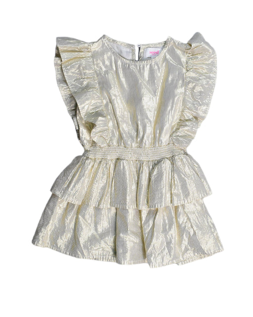A Silver Sleeveless Dresses from Seed in size 2T for girl. (Front View)