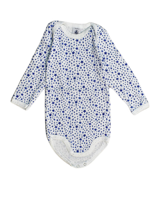 A Blue Bodysuits from Petit Bateau in size 6-12M for girl. (Front View)