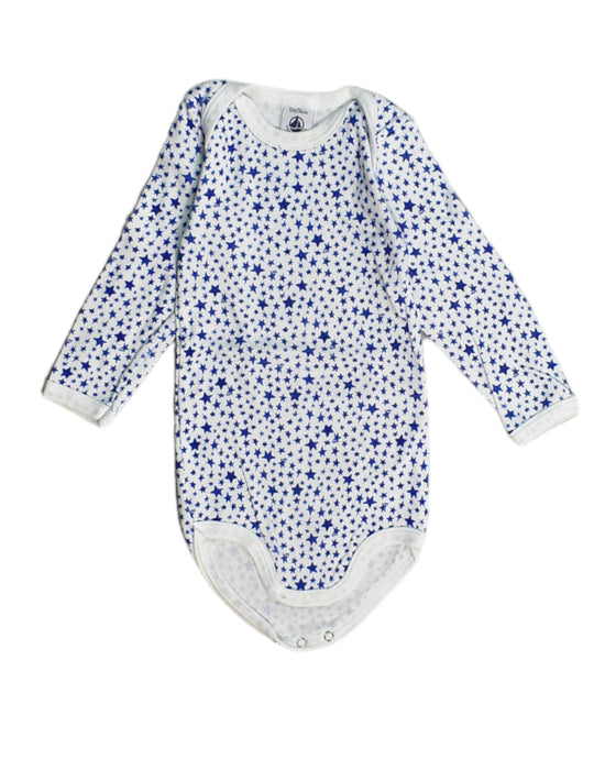 A Blue Bodysuits from Petit Bateau in size 6-12M for girl. (Front View)