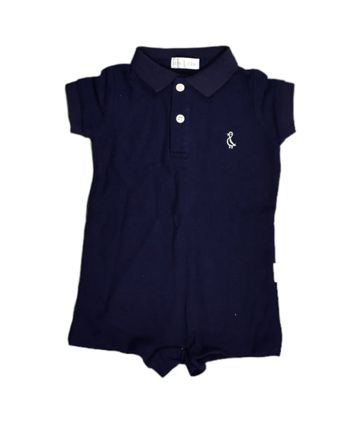 A Navy Rompers from Raph and Remy in size 3-6M for girl. (Front View)