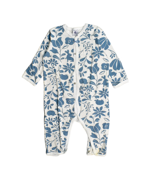 A Blue Onesies from Petit Bateau in size 12-18M for neutral. (Front View)