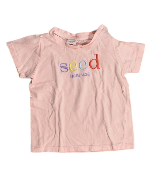A Pink Short Sleeve Tops from Seed in size 12-18M for girl. (Front View)
