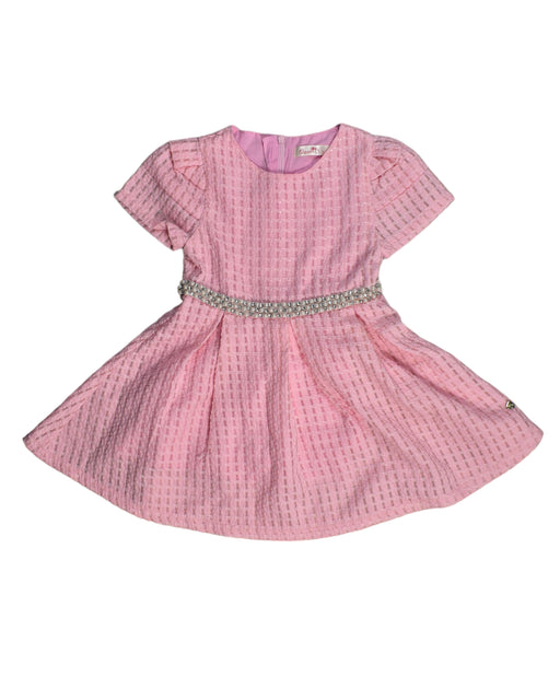 A Pink Short Sleeve Dresses from bloomB in size 4T for girl. (Front View)