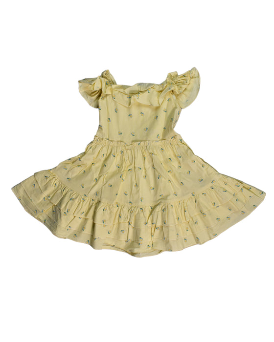 A Yellow Sleeveless Dresses from bloomB in size 4T for girl. (Back View)