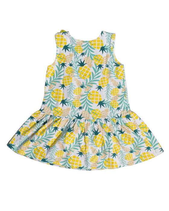 A Yellow Sleeveless Dresses from Oeteo in size 4T for girl. (Back View)