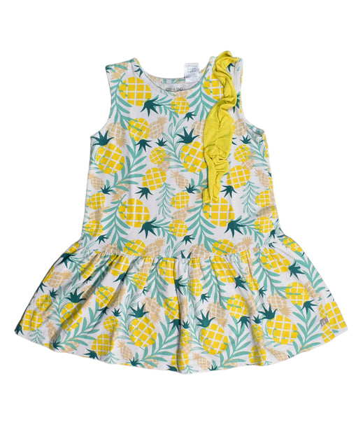 A Yellow Sleeveless Dresses from Oeteo in size 4T for girl. (Front View)
