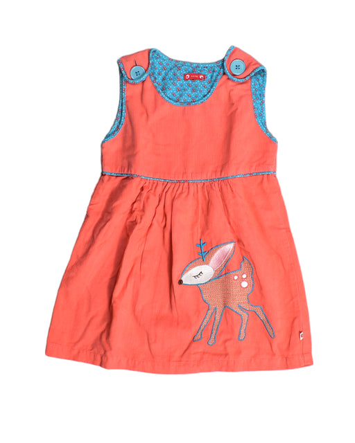 A Red Sleeveless Dresses from Piccalilly in size 5T for girl. (Front View)