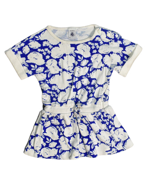 A Blue Short Sleeve Dresses from Petit Bateau in size 3T for girl. (Front View)