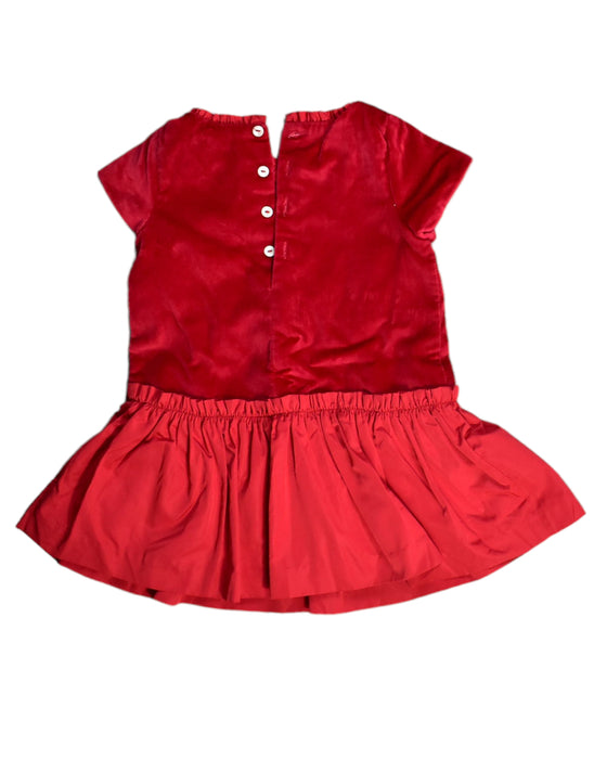A Red Short Sleeve Dresses from Jacadi in size 6-12M for girl. (Back View)