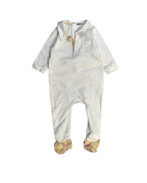 A White Onesies from Burberry in size 3-6M for boy. (Front View)