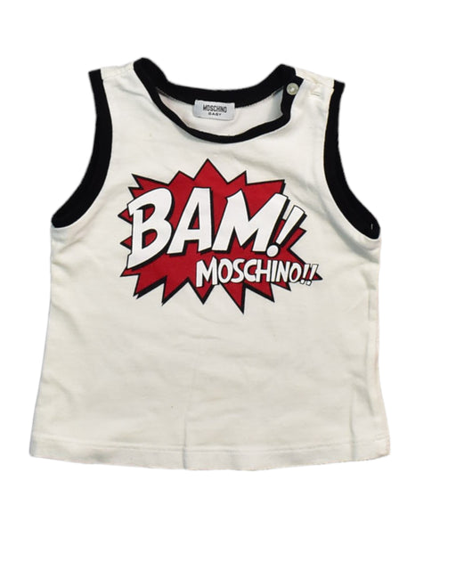 A White Sleeveless Tops from Moschino in size 6-12M for boy. (Front View)