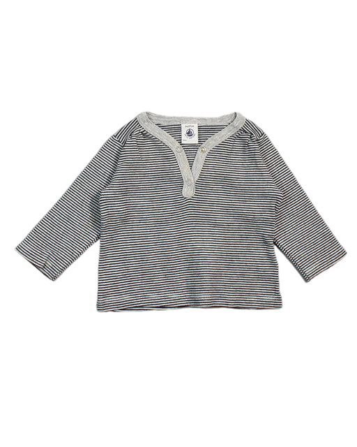 A Grey Long Sleeve Tops from Petit Bateau in size 3-6M for girl. (Front View)