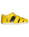 A Yellow Sandals from Bobux in size 4T for girl. (Front View)
