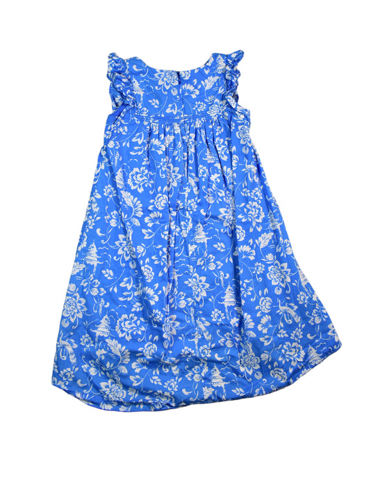 A Blue Sleeveless Dresses from Tea in size 6T for girl. (Back View)