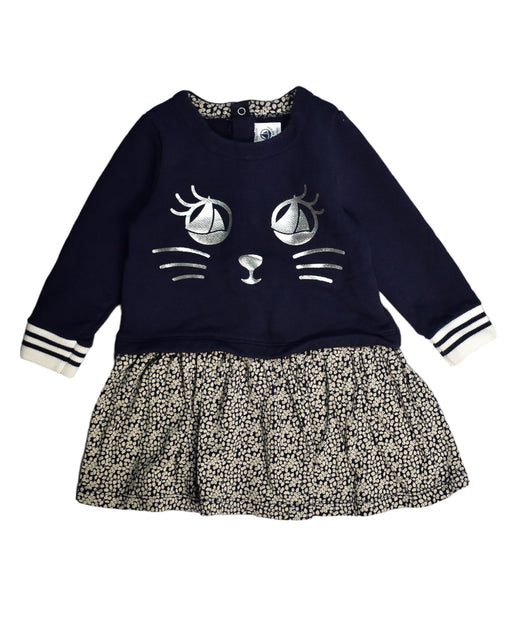 A Blue Long Sleeve Dresses from Petit Bateau in size 12-18M for girl. (Front View)