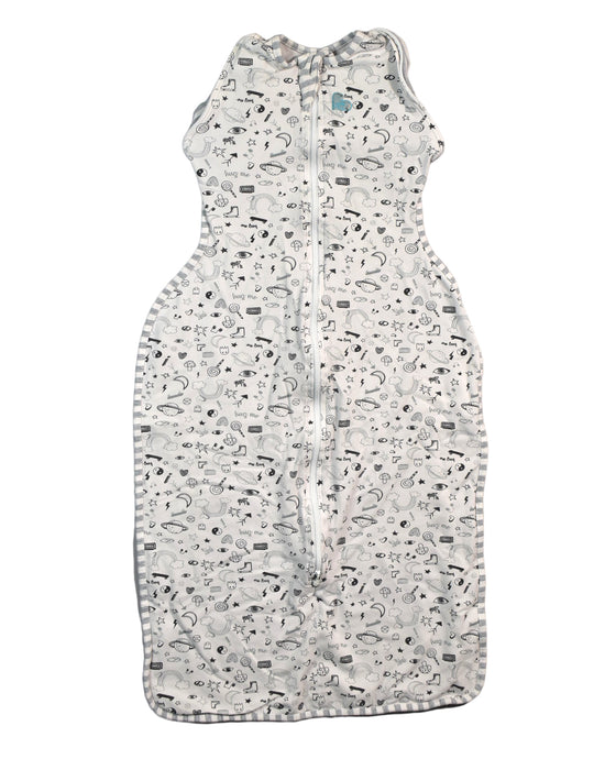 A Grey Sleepsacs from Love To Dream in size 6-12M for neutral. (Front View)