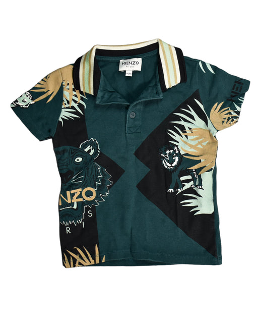 A Green Short Sleeve Polos from Kenzo in size 4T for boy. (Front View)