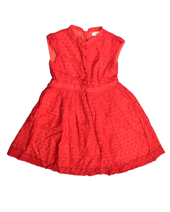 A Red Sleeveless Dresses from Chateau de Sable in size 4T for girl. (Front View)