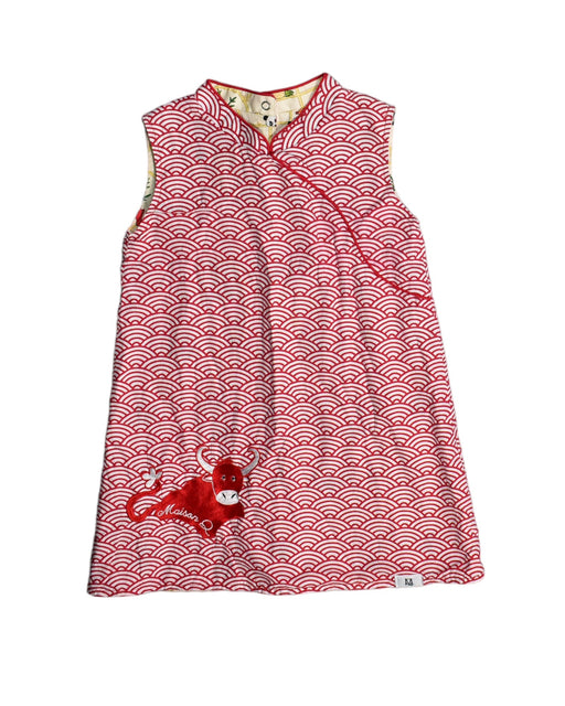 A Red Sleeveless Dresses from Maison Q in size 3T for girl. (Front View)
