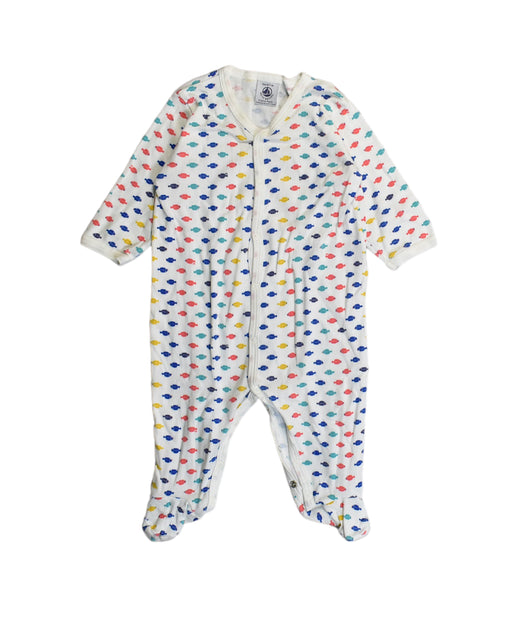 A White Onesies from Petit Bateau in size 3-6M for neutral. (Front View)