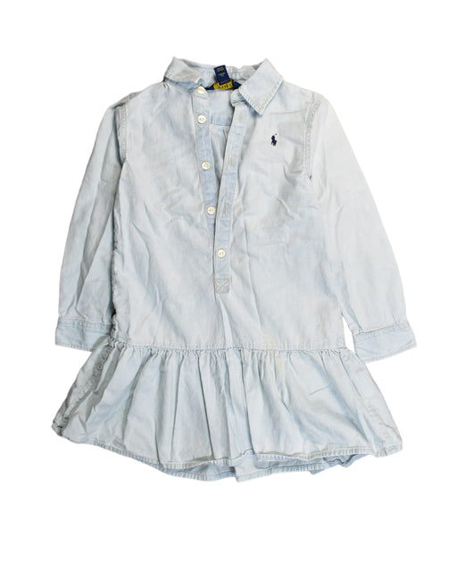 A Blue Long Sleeve Dresses from Polo Ralph Lauren in size 5T for girl. (Front View)