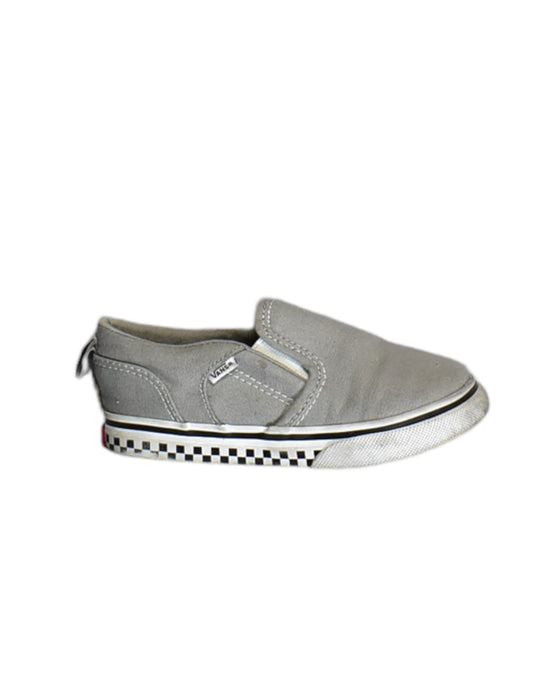 A Grey Slip Ons from Vans in size 3T for boy. (Front View)