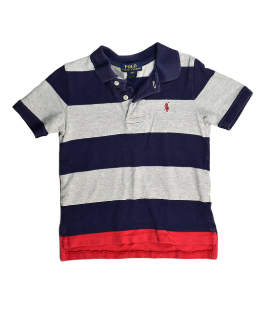 A Grey Short Sleeve Polos from Polo Ralph Lauren in size 3T for boy. (Front View)
