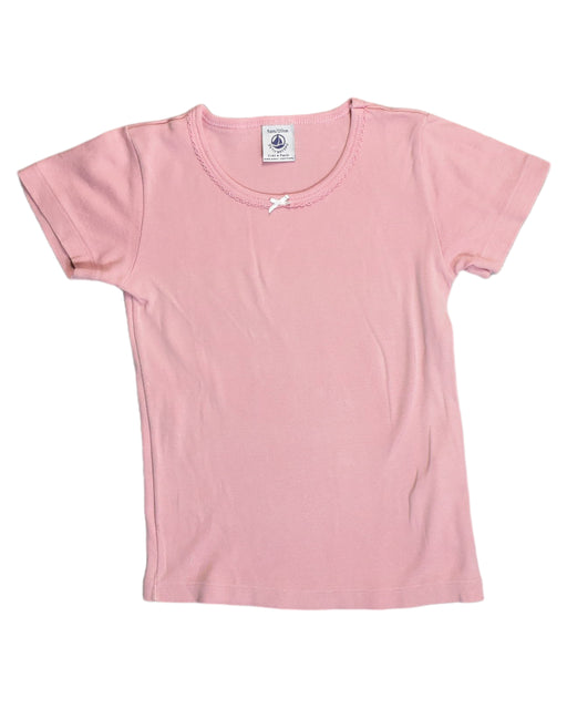 A Pink T Shirts from Petit Bateau in size 5T for girl. (Front View)