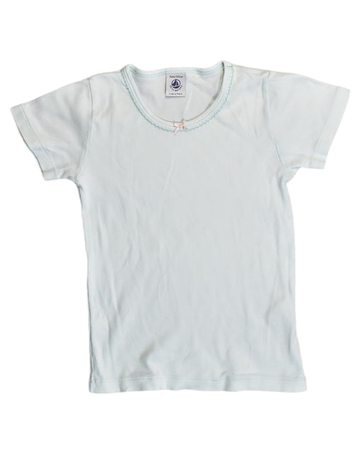 A Blue T Shirts from Petit Bateau in size 5T for girl. (Front View)