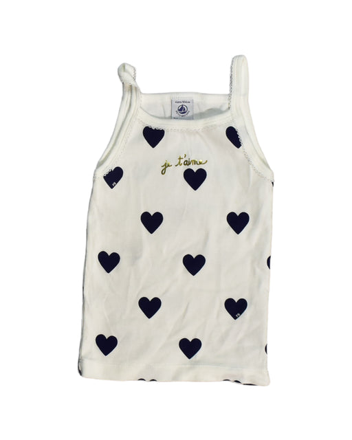 A White Sleeveless Tops from Petit Bateau in size 4T for girl. (Front View)