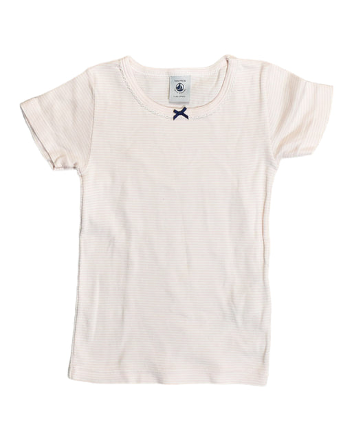A Pink T Shirts from Petit Bateau in size 3T for girl. (Front View)