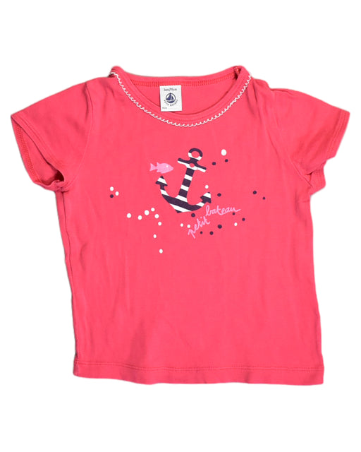 A Pink T Shirts from Petit Bateau in size 3T for girl. (Front View)