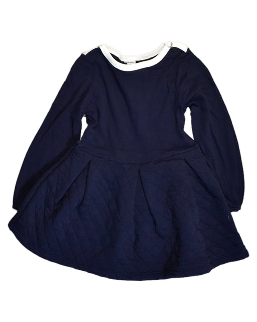 A Navy Long Sleeve Dresses from Petit Bateau in size 4T for girl. (Front View)