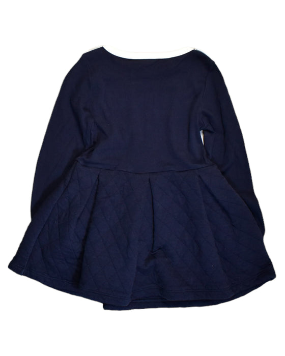A Navy Long Sleeve Dresses from Petit Bateau in size 4T for girl. (Back View)