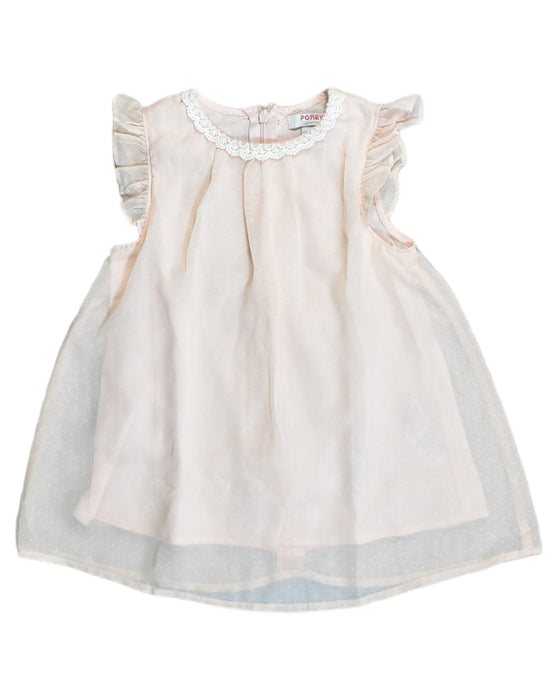 A Beige Sleeveless Dresses from PONEY in size 12-18M for girl. (Front View)