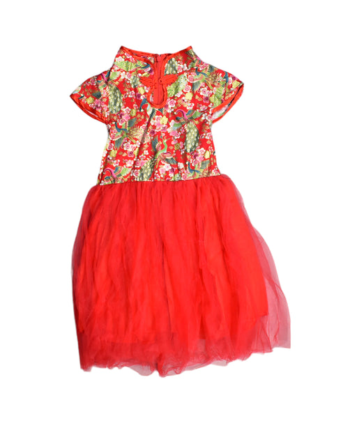 A Red Short Sleeve Dresses from Retykle in size 4T for girl. (Front View)