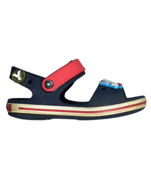 A Blue Sandals from Crocs in size 5T for boy. (Front View)