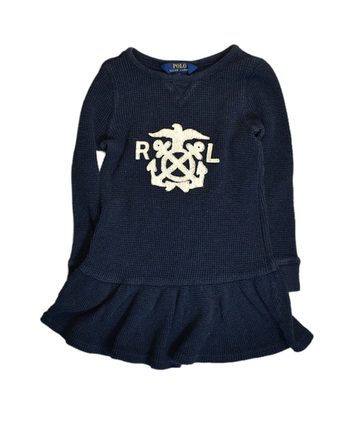 A Blue Long Sleeve Dresses from Polo Ralph Lauren in size 5T for girl. (Front View)