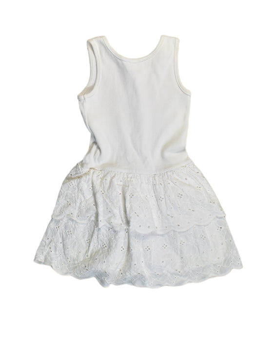 A White Sleeveless Dresses from Seed in size 5T for girl. (Back View)