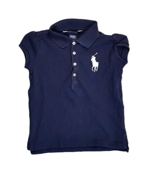 A Blue Short Sleeve Polos from Ralph Lauren in size 5T for girl. (Front View)