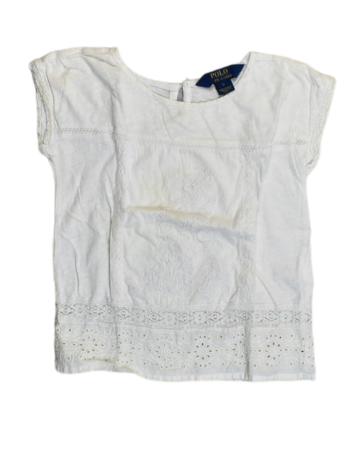 A White Short Sleeve Tops from Polo Ralph Lauren in size 5T for girl. (Front View)
