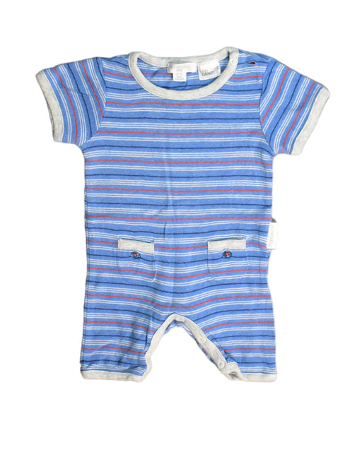 A Blue Rompers from Purebaby in size 0-3M for boy. (Front View)