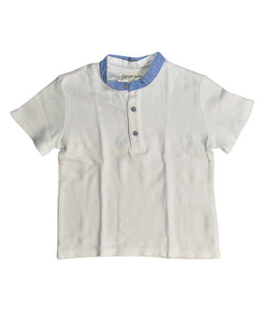 A White Short Sleeve Tops from Gingersnaps in size 4T for boy. (Front View)