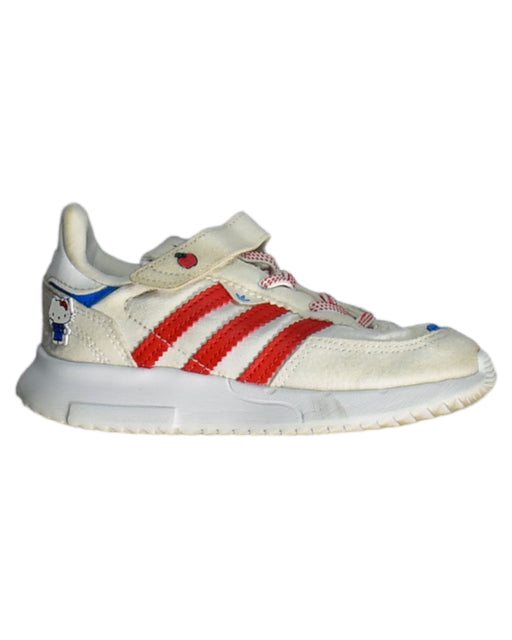 A White Sneakers from Adidas in size 14Y for boy. (Front View)