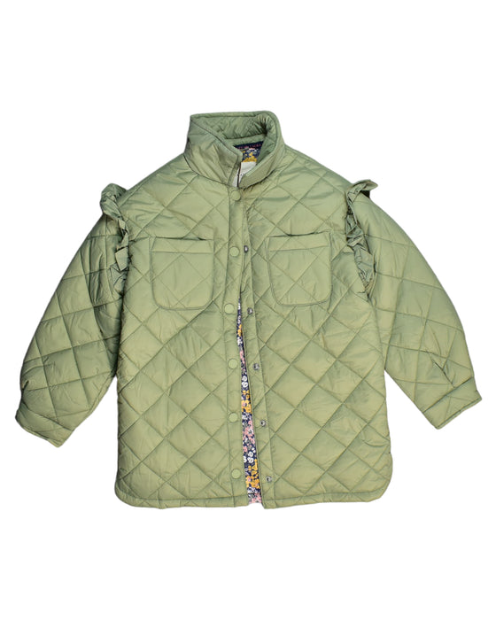 A Green Puffer/Quilted Jackets from Laura Ashley in size 6T for boy. (Front View)