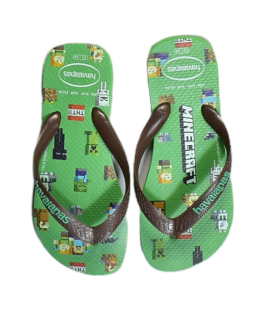 A Green Flip Flops from Havaianas in size 10Y for boy. (Front View)