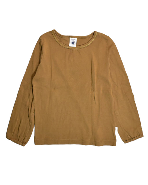 A Brown Long Sleeve Tops from Petit Bateau in size 5T for girl. (Front View)