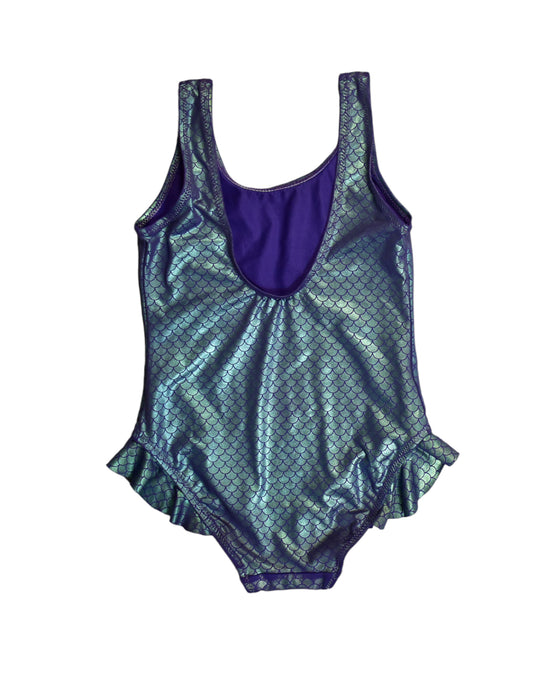 A Teal Swimsuits from Slipstop in size 7Y for girl. (Back View)