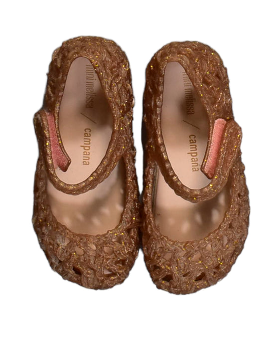 A Brown Flats from Mini Melissa in size 4T for girl. (Back View)