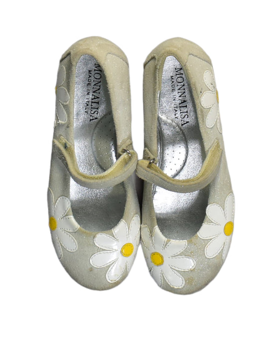 A Grey Flats from Monnalisa in size 7Y for girl. (Back View)
